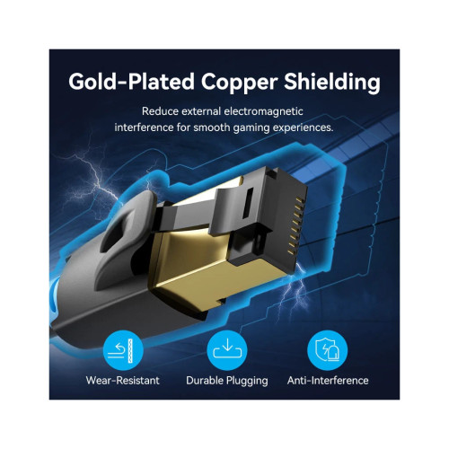 Патч-корд 8м, S/FTP cat 8 RJ-45 black VENTION (IKABK)