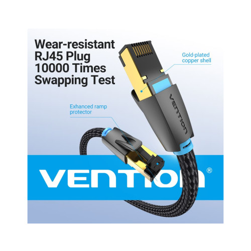 Патч-корд 1м, S/FTP cat 8 RJ-45 COPPER black VENTION (IKGBF)