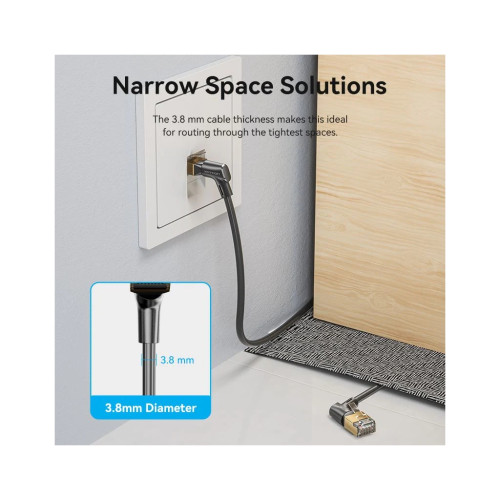 Патч-корд 1м STP cat 8 RJ-45 90° corner black VENTION (IKLBF)