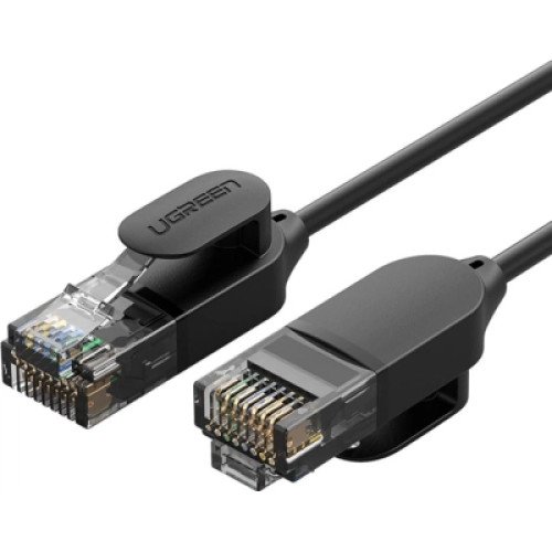 Патч-корд 1м, U/UTP CAT 6A Copper Ethernet Cable тонкий(діаметр 2.8мм) NW122 Black Ugreen (70332)