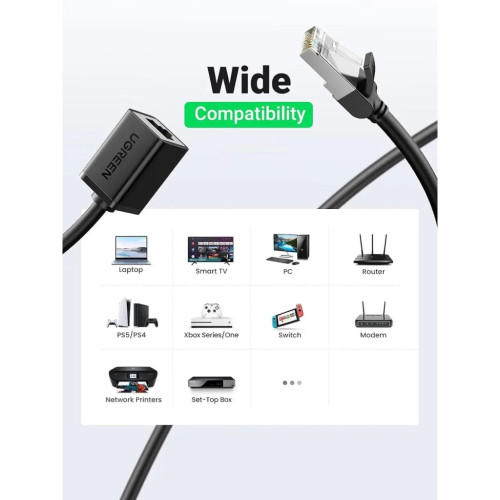 Патч-корд 2м, F/UTP cat 6 RJ-45 extension black Ugreen (U_11281)