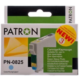 Картридж Patron для EPSON R270/290/390/RX590 LIGHT CYAN (PN-0825) (CI-EPS-T08154-LC3-PN)