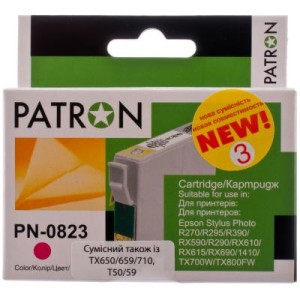 Картридж Patron для EPSON R270/290/390/RX590 MAGENTA (PN-0823) (CI-EPS-T08134-M3-PN)