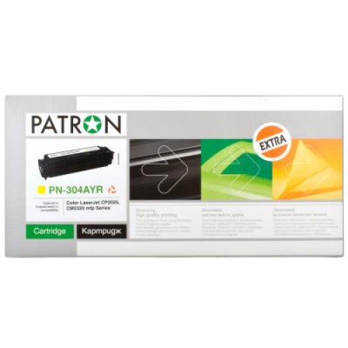 Картридж Patron HP CLJ CP2025/ CM2320 (PN-304AYR) YELLOW Extra (CT-HP-CC532A-Y-PN-R)