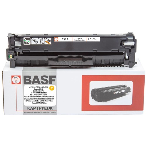 Картридж BASF HP CC532A/CF382A/CE412A, Canon 118/318/418/718 Yellow (BASF-KT-CC532A-U)