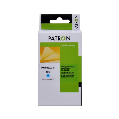 Картридж Patron HP 953XL (F6U12AE/F6U16AE) 1600c, Cyan (PN-953XL-C)