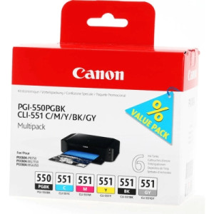 Картридж Canon PGI-550/CLI-551 Multipack BK,C,M,Y,GY (6496B005)