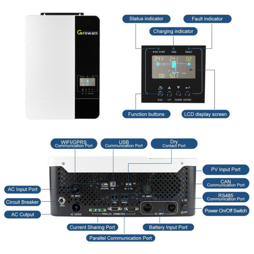 Сонячний інвертор Growatt SPF3500ES 3500W (SPF3500ES) Сонячний інвертор Growatt SPF3500ES 3500W (SPF3500ES)
