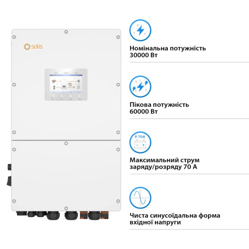 Сонячний інвертор Solis S6 30kW HV-Batteries (S6-EH3P30K-H)