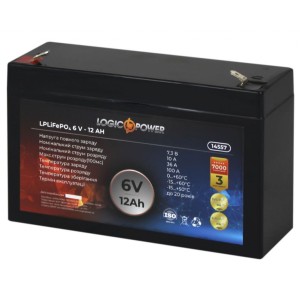 Батарея LiFePo4 LogicPower LiFePO4 6V-12Ah (14557)