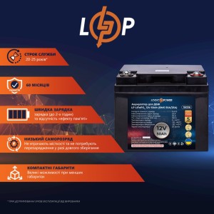 Батарея LiFePo4 LogicPower 12V (12.8V) - 50 Ah (640Wh) (18036)