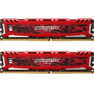 Модуль памяті для компютера DDR4 16GB (2x8GB) 2666 MHz Ballistix Sport Red Micron (BLS2K8G4D26BFSE)
