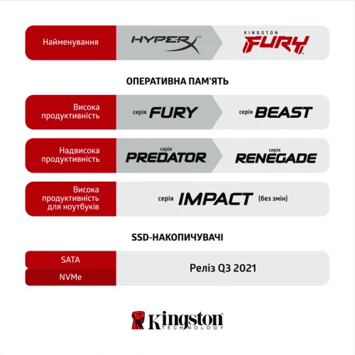 Модуль памяті для компютера DDR3 8GB 1600 MHz Fury Beast Red Kingston Fury (ex.HyperX) (KF316C10BR/8)
