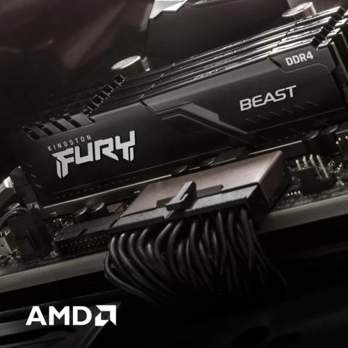 Модуль памяті для компютера DDR4 16GB 3733 MHz Fury Beast Black Kingston Fury (ex.HyperX) (KF437C19BB1/16)