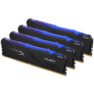 Модуль памяті для компютера DDR4 64GB (4x16GB) 3200 MHz Fury RGB Black Kingston Fury (ex.HyperX) (HX432C16FB3AK4/64)