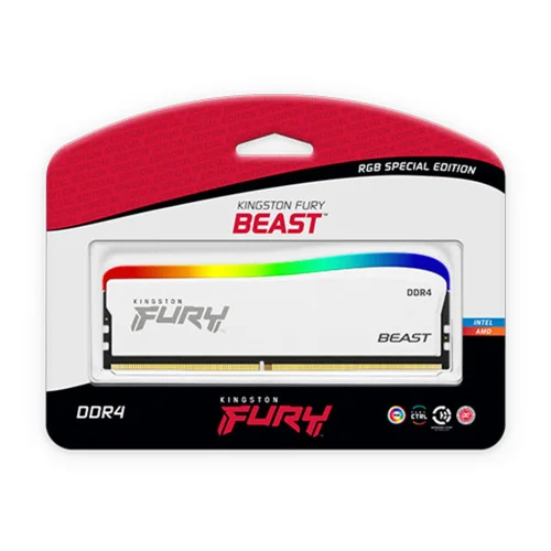 Модуль памяті для компютера DDR4 16GB 3200 MHz Beast White RGB SE Kingston Fury (ex.HyperX) (KF432C16BWA/16)