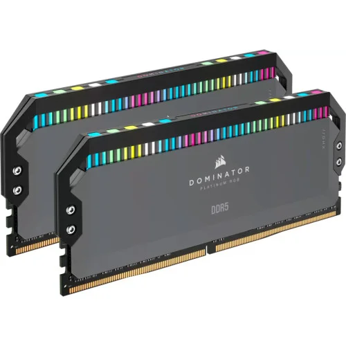 Модуль памяті для компютера DDR5 64GB (2x32GB) 6000 MHz Dominator Platinum RGB Gray Corsair (CMT64GX5M2B6000Z30)