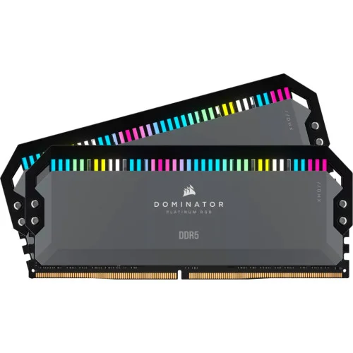 Модуль памяті для компютера DDR5 64GB (2x32GB) 6000 MHz Dominator Platinum RGB Gray Corsair (CMT64GX5M2B6000Z30)