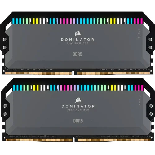 Модуль памяті для компютера DDR5 64GB (2x32GB) 6000 MHz Dominator Platinum RGB Gray Corsair (CMT64GX5M2B6000Z30)