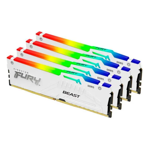 Модуль памяті для компютера DDR5 128GB (4x32GB) 5600 MHz FURY Beast RGB White Kingston Fury (ex.HyperX) (KF556C40BWAK4-128)