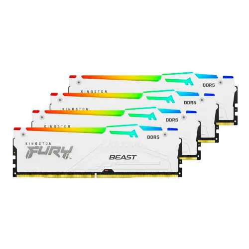 Модуль памяті для компютера DDR5 128GB (4x32GB) 5600 MHz FURY Beast RGB White Kingston Fury (ex.HyperX) (KF556C40BWAK4-128)