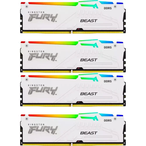 Модуль памяті для компютера DDR5 128GB (4x32GB) 5600 MHz FURY Beast RGB White Kingston Fury (ex.HyperX) (KF556C40BWAK4-128)