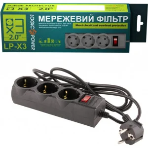 Мережевий фільтр живлення LogicPower LP-X3, 2m (9581)