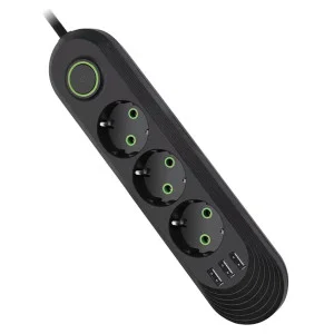 Мережевий фільтр живлення Voltronic F03U, 3роз EU, 3*USB Black (F03U-Black)