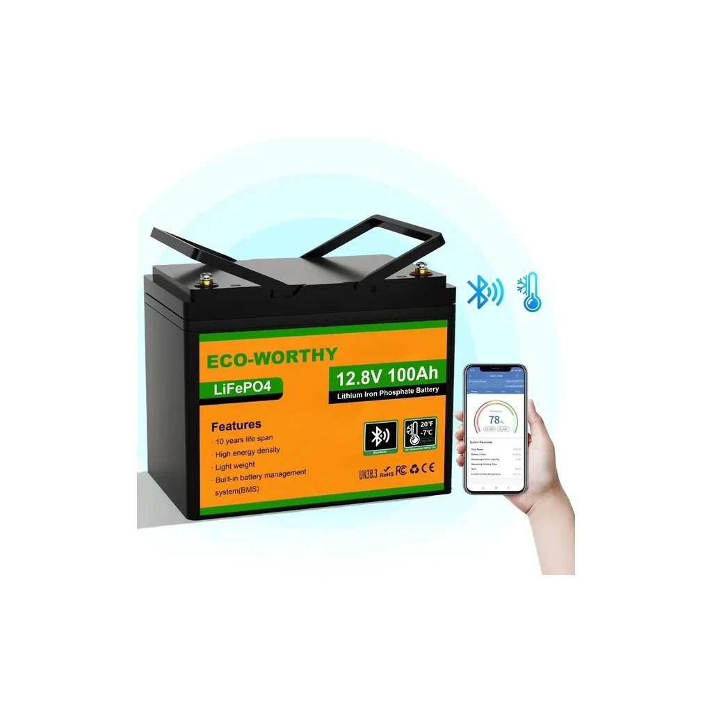 Батарея LiFePo4 Eco-Worthy 12.8V 100Ah LCD (Eco-Worthy-12100bt)