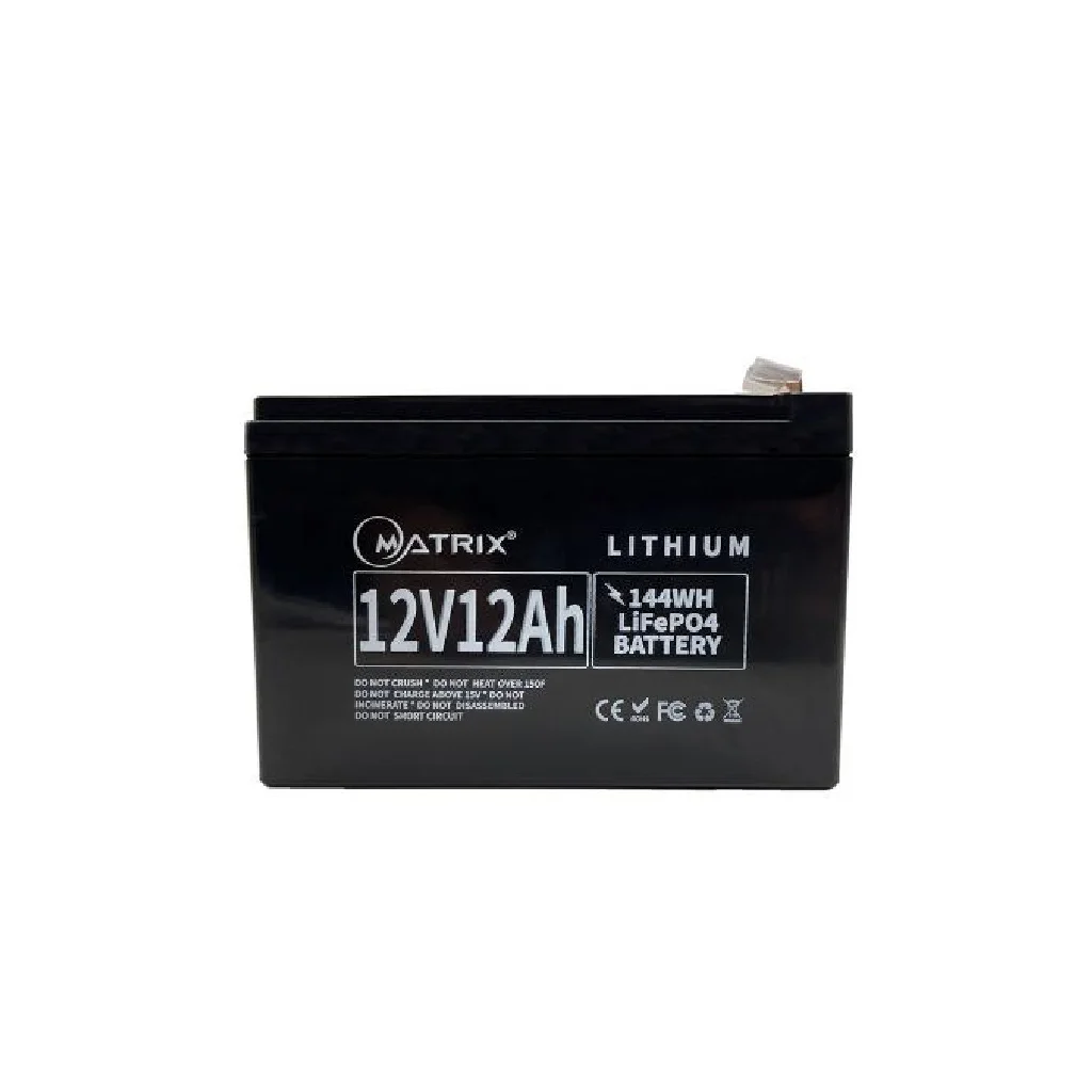 Батарея LiFePo4 Matrix 12.8V-12Ah 153.6Wh (MLR 1212)