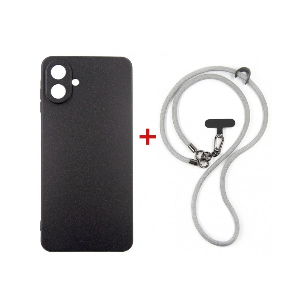 Чохол до мобільного телефона Dengos Case + Cross-body Strap Samsung Galaxy A07 Black+Grey (DG-KM-CCRB-15)