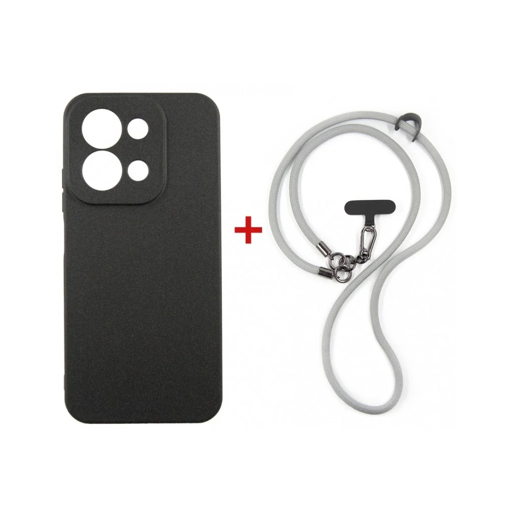 Чохол до мобільного телефона Dengos Case + Cross-body Strap Xiaomi Redmi 15C Black+Grey (DG-KM-CCRB-47)