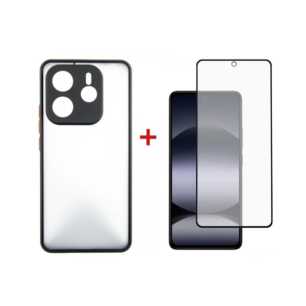 Чохол до мобільного телефона Dengos Kit Xiaomi Redmi Note 14 5G case Matte + glass (Black) (DG-KM-127)