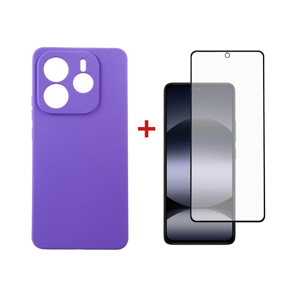 Чохол до мобільного телефона Dengos Xiaomi Redmi Note 14 4G Carbon + glass (Purple) (DG-KM-136)