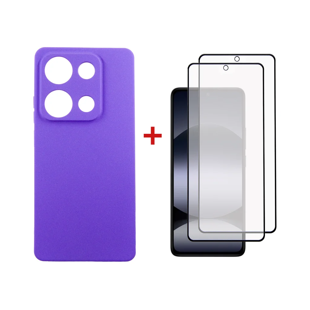 Чохол до мобільного телефона Dengos Xiaomi Redmi Note 14S Carbon + glass 2pcs (Purple) (DG-CTG2P-16)
