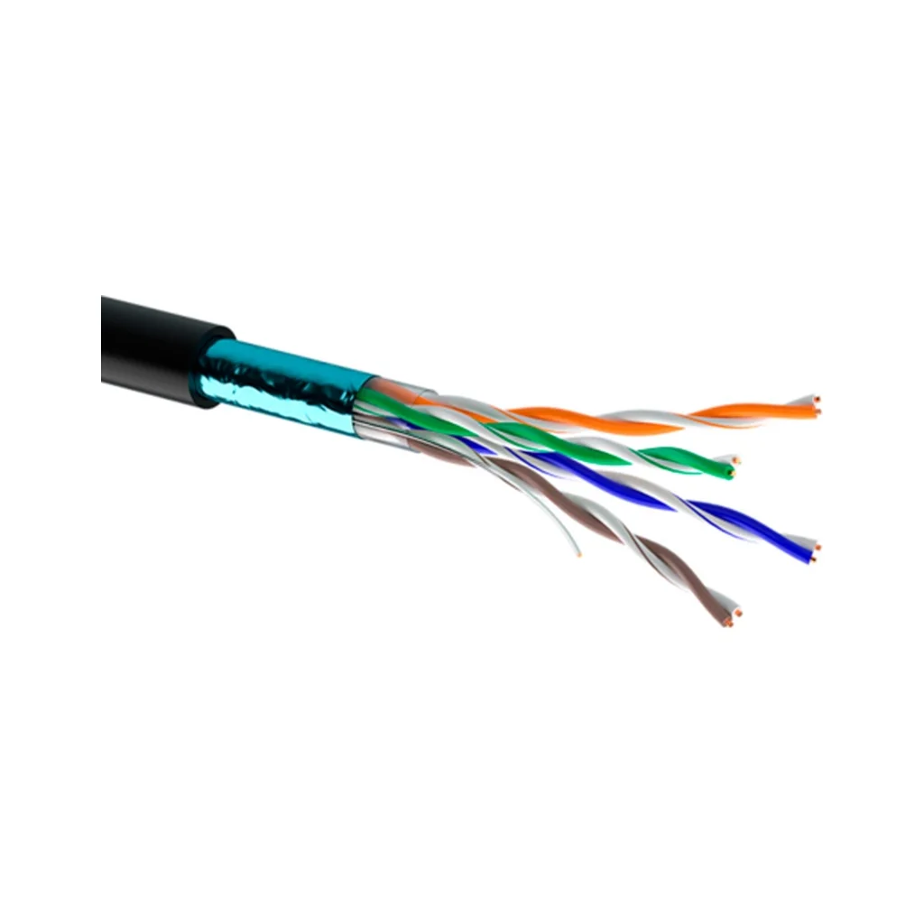Кабель мережевий OK-Net FTP 100м cat.5e зовнішній (F/UTP cat.5E-SL) (КППЭ-ВП (100) 4*2*0,46 / 100)
