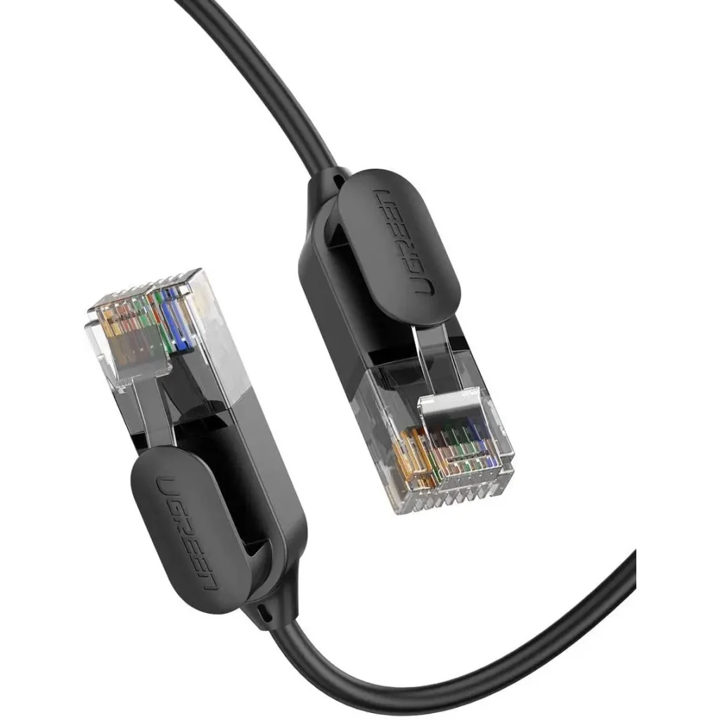 Патч-корд 0.5м, U/UTP CAT 6A Copper Ethernet Cable тонкий(діаметр 2.8мм) NW122 Black Ugreen (70331)