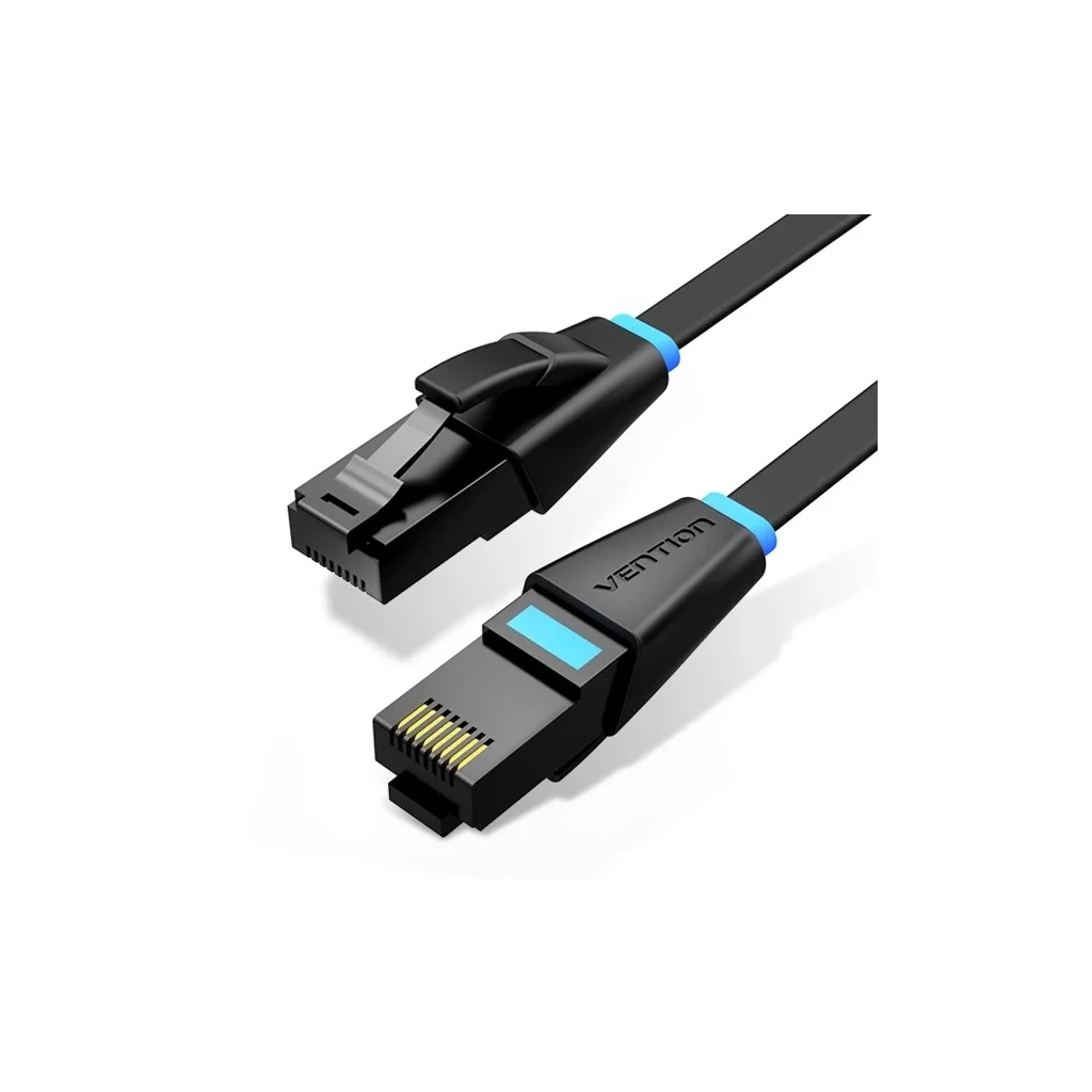 Патч-корд 1м, UTP cat 6 RJ-45 flat black Vention (IBJBF)