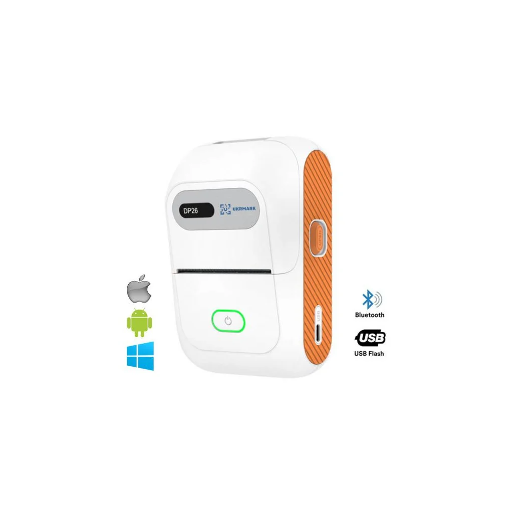 Принтер етикеток UKRMARK DP26WT bluetooth, USB, білий (900885)