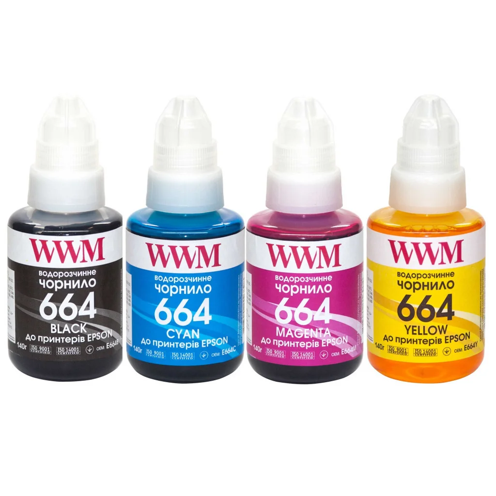 Чорнило WWM Epson L110/L210/L300, 4х140г B/C/M/Y (E664SET4)