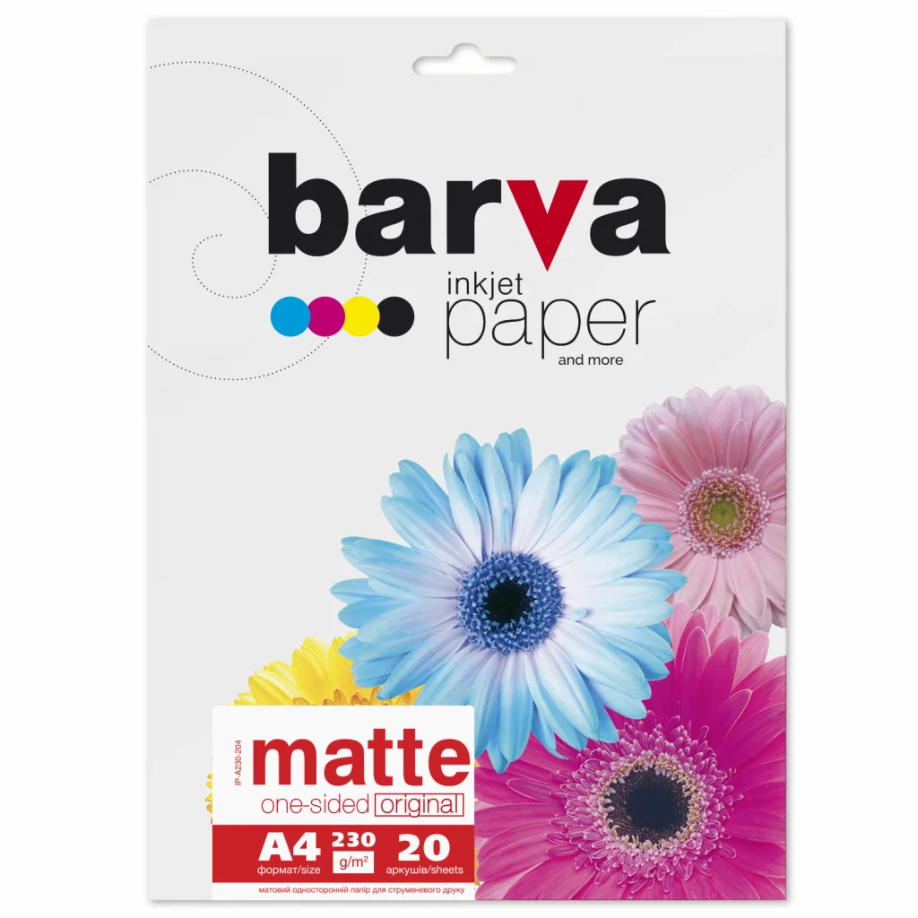Фотопапір Barva A4 Original 230 g/m2, matte, 20c (IP-A230-204)