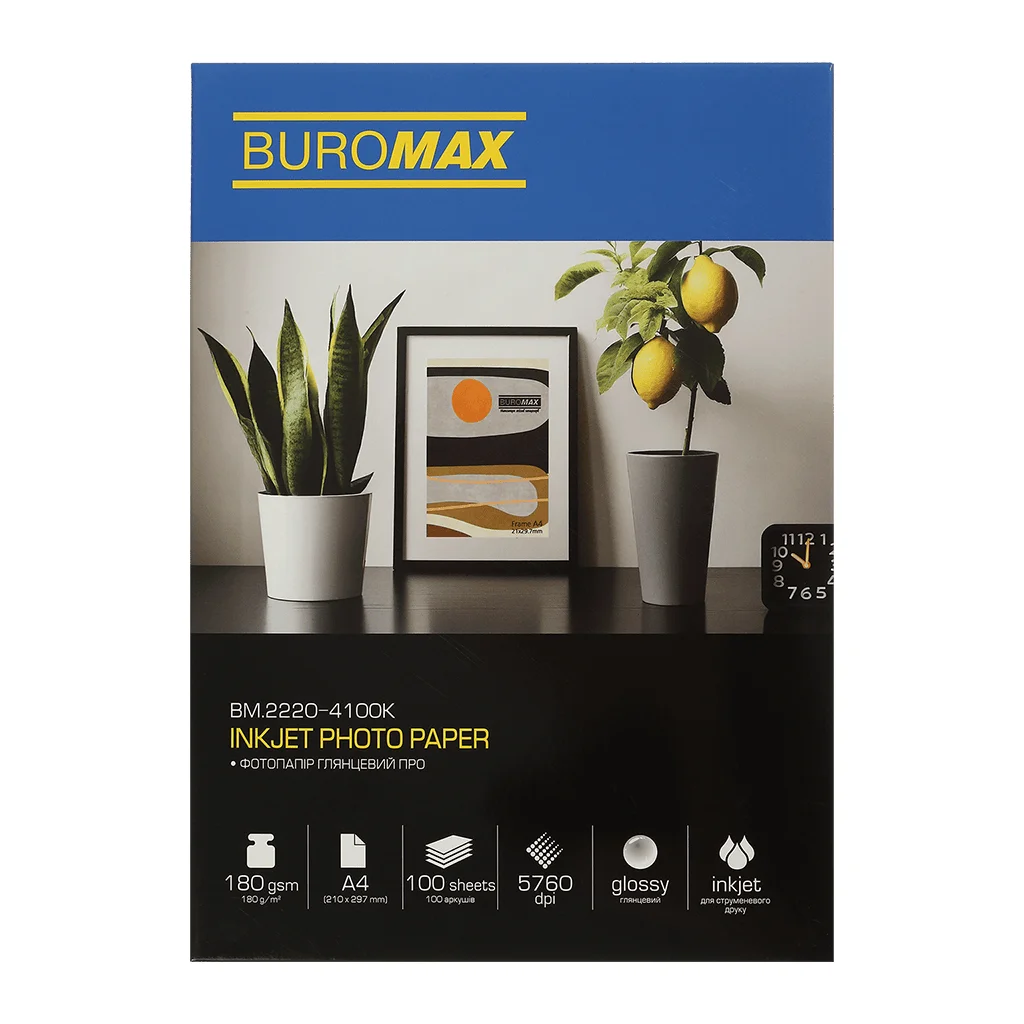 Фотопапір Buromax PRO А4 Glossy 180 г/м2, 100ст. (BM.2220-4100K)