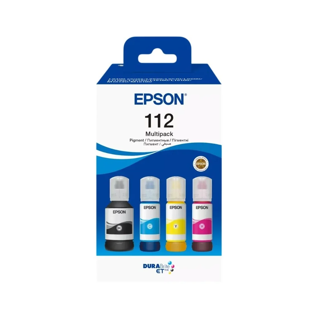 Контейнер з чорнилом Epson 112 EcoTank Multipack (C,M,Y,Bk) pigm (C13T06C64A)
