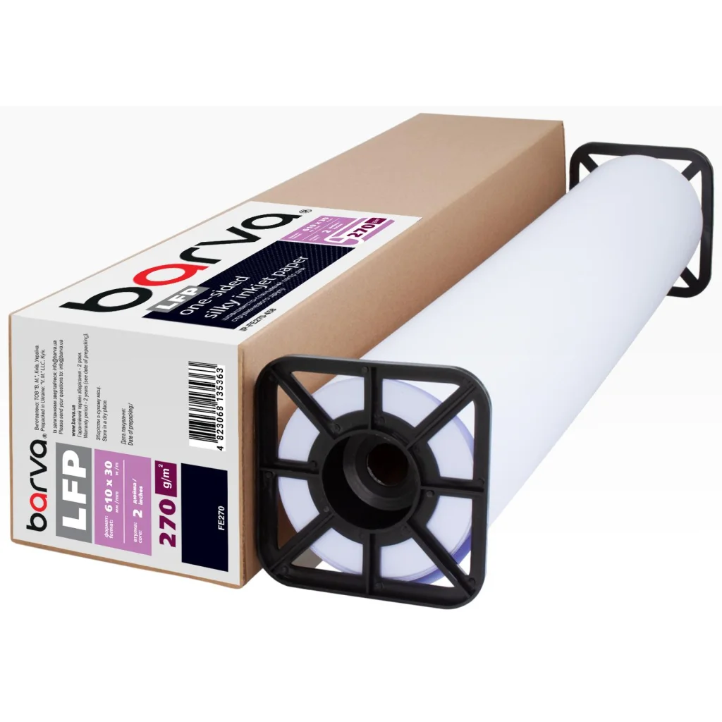 Папір Barva 24"/610 мм, 270 г/м2, silky-glossy 30 м LFP (IP-FE270-458)