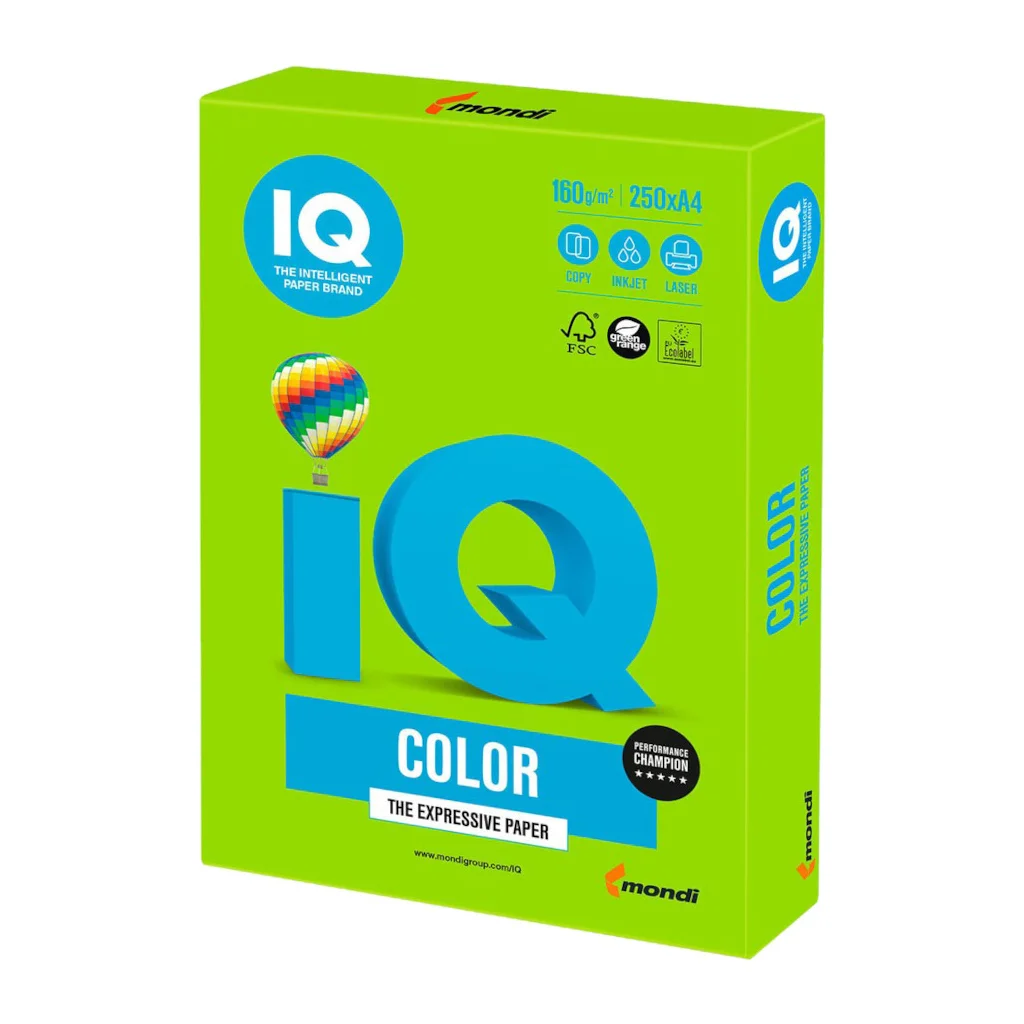 Папір IQ color А4 160g 250sh intensive, Bright Green Mondi (MA42/A4/160/IQ)