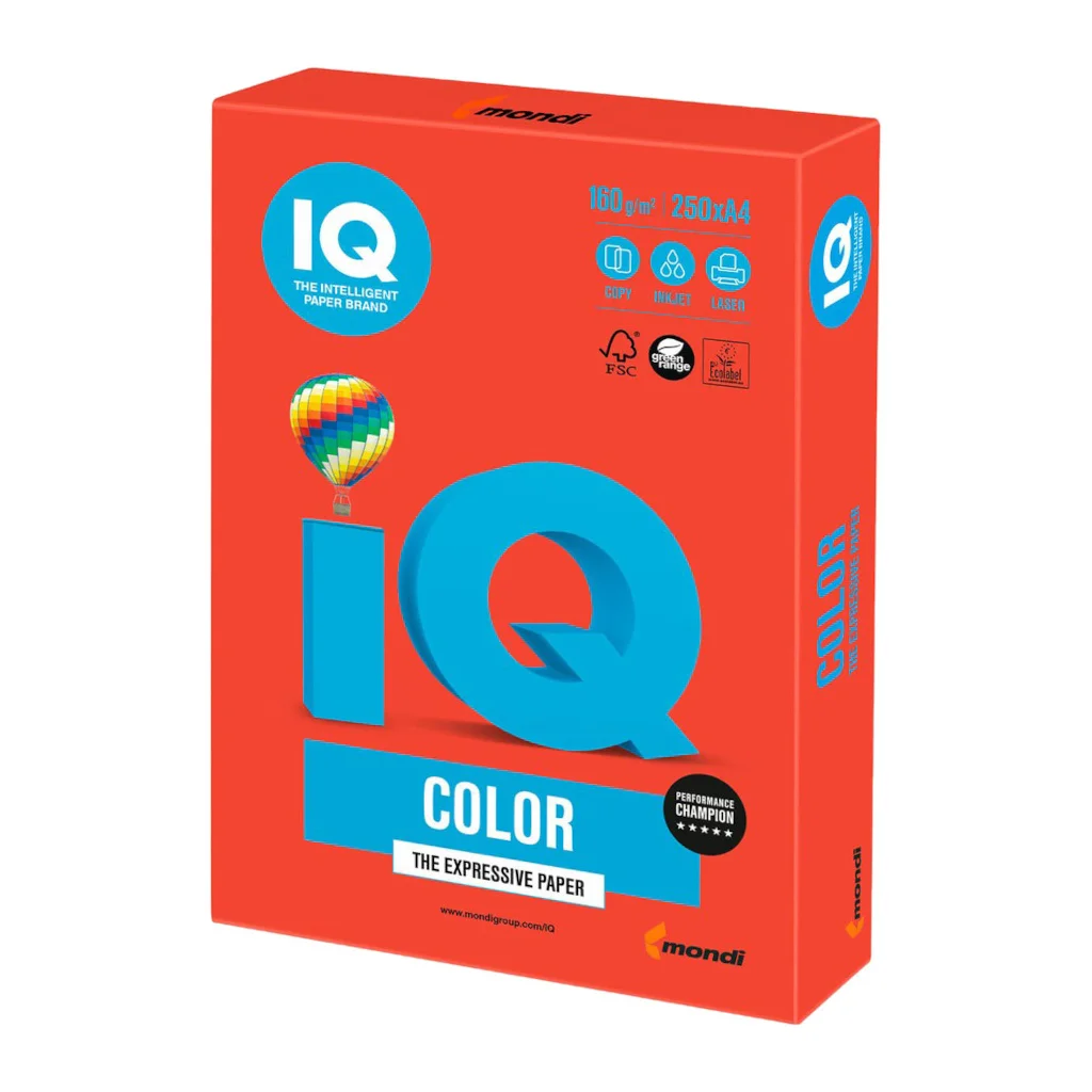 Папір IQ color А4 160g 250sh intensive, Coral Red Mondi (CO44/A4/160/IQ)