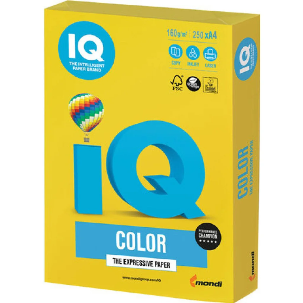 Папір IQ color А4 160g 250sh intensive, Mustard Mondi (IG50/A4/160/IQ)