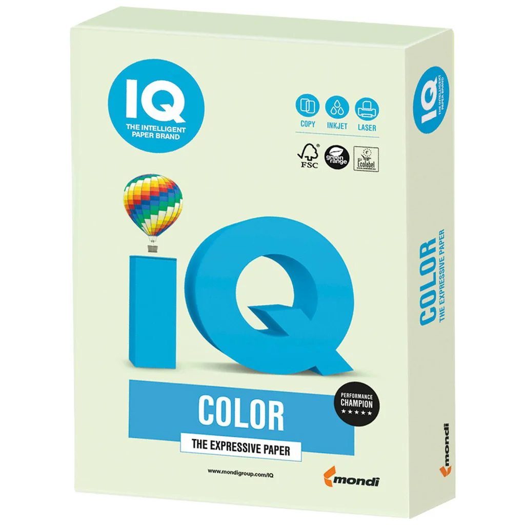 Папір IQ color А4 160g 250sh pastel, Light Green Mondi (GN27/A4/160/IQ)