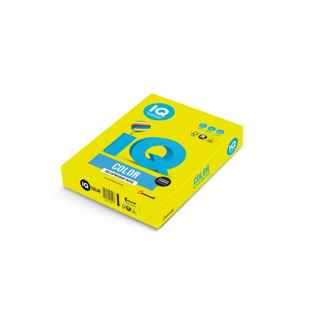 Папір IQ color А4 neon, 80g 500sheets, Yellow Mondi (NEOGB/A4/80/IQ)