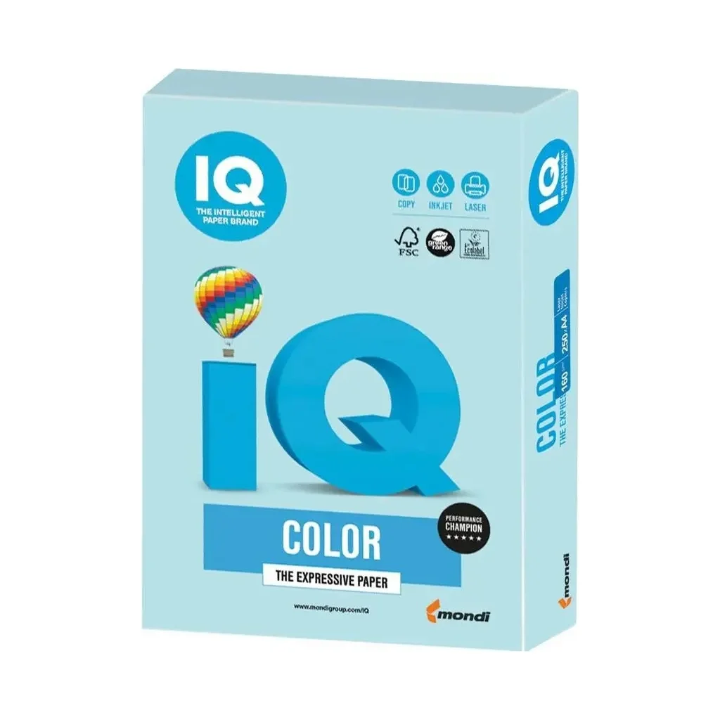 Папір IQ color А4 pastel, 80g 500sheets, Blue Mondi (MB30/A4/80/IQ)